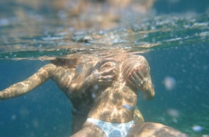 Busty Polish women Aneta Buena  Kora Kryk swim topless underwater