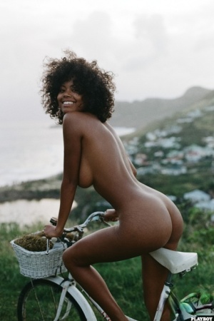 Ebony model Nereyda Bird strikes hot poses at the beach for Playboy 75686918