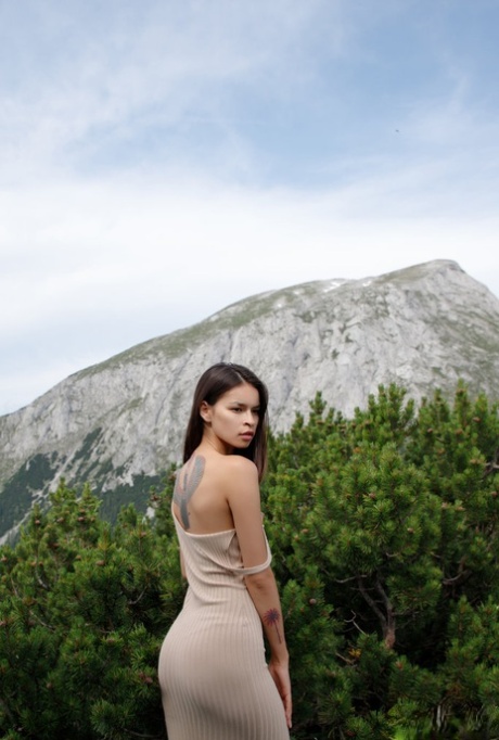 Latina teen Ryanne Keena gets totally naked during a mountain trip