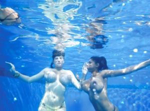 Pornstar Valory Irene and girlfriend show off nice melons underwater