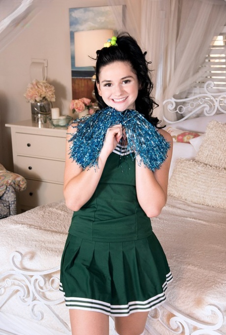 Cute teen Violet Rain is relieved of her cheerleader outfit by her boyfriend 55405062