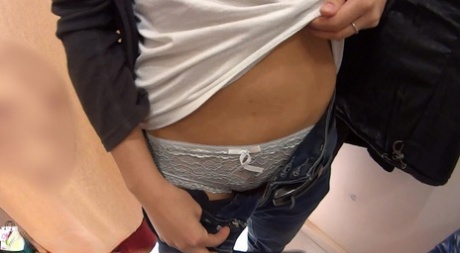 Nice teen Clara gives a POV blowjob in a mall dressing room 34971322
