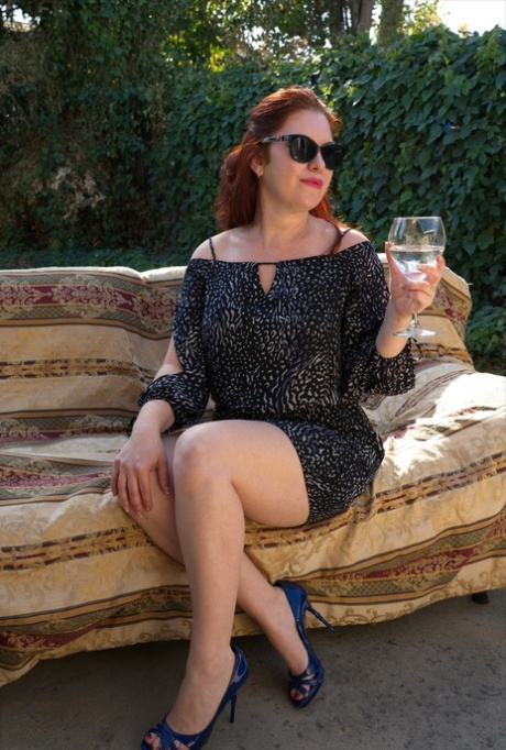 Mature mom flashes naked upskirt outdoors  strips to spread pussy at home