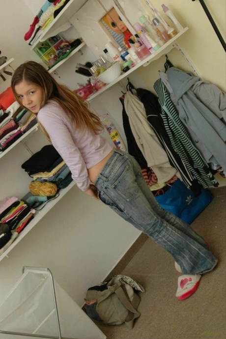 Charming 18 year old gets naked while wearing cute underwear 97652919