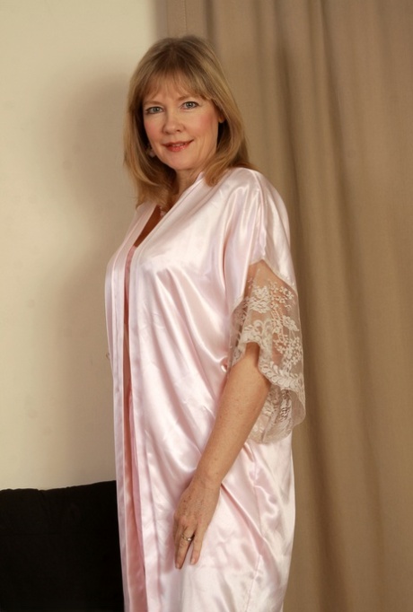Mature mom Lilli in satin lingerie reveals big tits & rubs clit in stockings 72159424