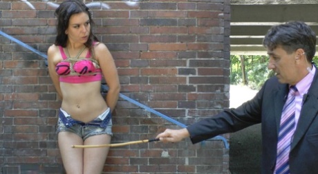 Caucasian girl strolls naked through a square before having sex in public 72449711