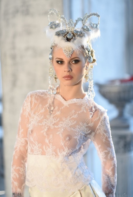 Euro babe Angelika D baring phat teen ass beneath glamorous wedding dress 42421822
