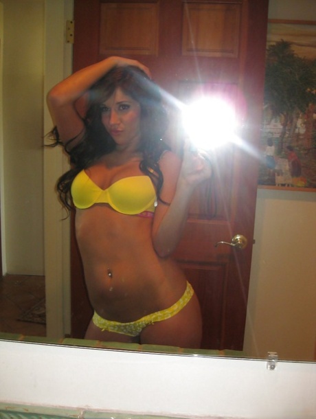 Ex-girlfriend Miley Ann taking topless and full nude selfies in mirror 43277896