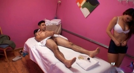 Brunette masseuse Gina gets naked to provide the ultimate happy ending handjob 41067153