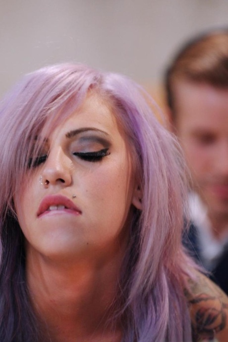 Hot emo model in black stockings is guided thru an anal fuck by a sex machine 51481295